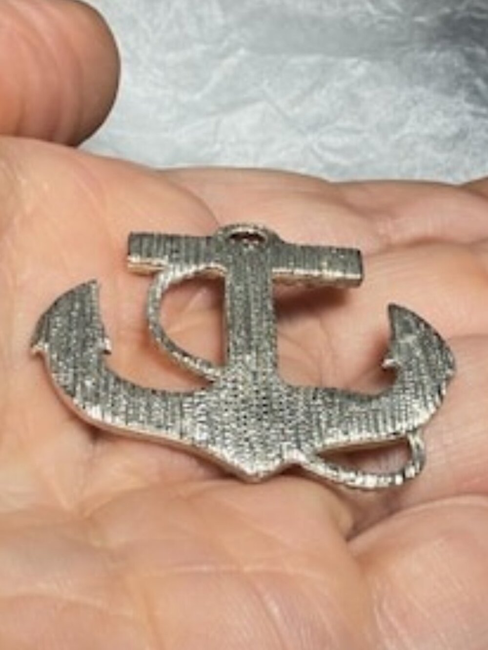 Anchor Pendant Vintage Rhinestone Nautical Charm Repair Upcycle Art Piece - Picture 5 of 7